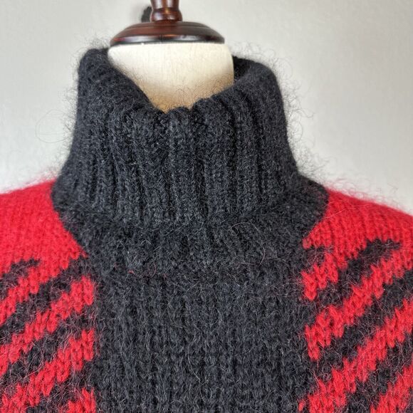 The Limited Vintage Multi Pattern Colorblock Turtleneck Sweater Size S Mohair - Picture 2 of 7